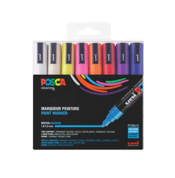 Posca PC-5M Markerset, 2,50 mm, (16 Stück) – Mischfarben