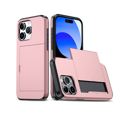 Slide Card Slot Hülle Case für iPhone 13 - Rose