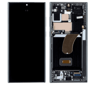 Galaxy S23 Ultra Schwarzer OLED-Touchscreen – SM-S918B / GH82-31247A (Service Pack), montiert mit Rahmen
