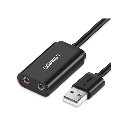 UGREEN USB-A auf 3,5 mm externer Stereo-Sound-Adapter – Schwarz