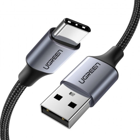 UGREEN USB-A 2.0-auf-USB-C-Kabel, vernickeltes Aluminiumgeflecht, 1 m – Schwarz