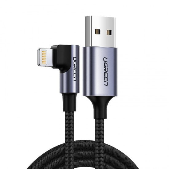 UGREEN rechtwinkliges USB-A-auf-Lightning-Kabel 1 m – Schwarz
