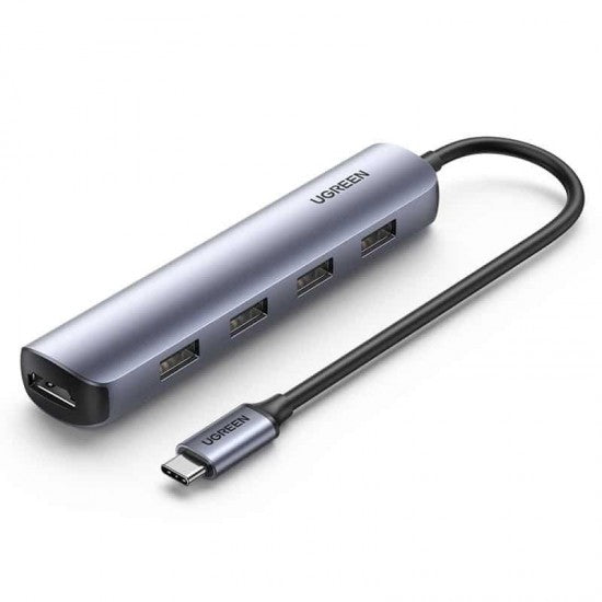 UGREEN USB-C auf 4*USB 3.0+HDMI-Adapter – Grau