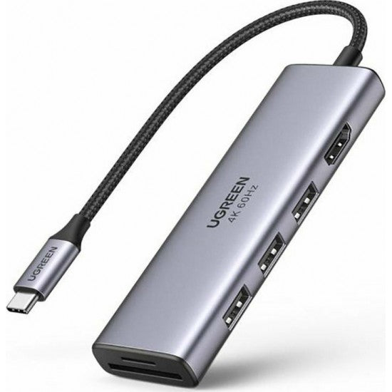 UGREEN USB-C-Multifunktionsadapter mit PD-Aufladung – Silber