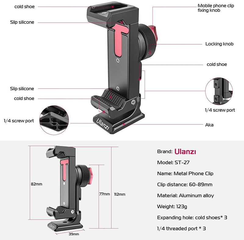 Ulanzi ST-27 Metall-Smartphone-Halter / Klemme