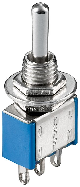 Goobay Miniatur Kippschalter, EIN-AUS-EIN, 3 Pins - Blau