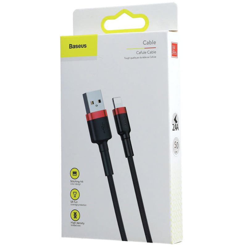 Baseus Cafule Kabel USB Für iP 2.4A 0.5m - Rot Schwarz (CALKLF-A19)