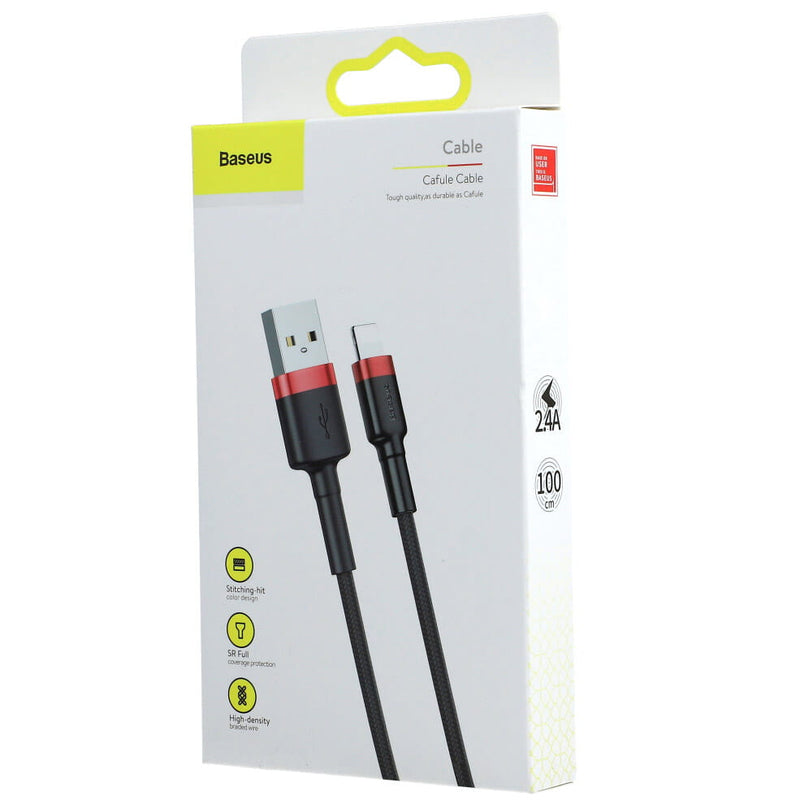 Baseus Cafule Kabel USB Für iP 2.4A 1m - Rot Schwarz (CALKLF-B19)