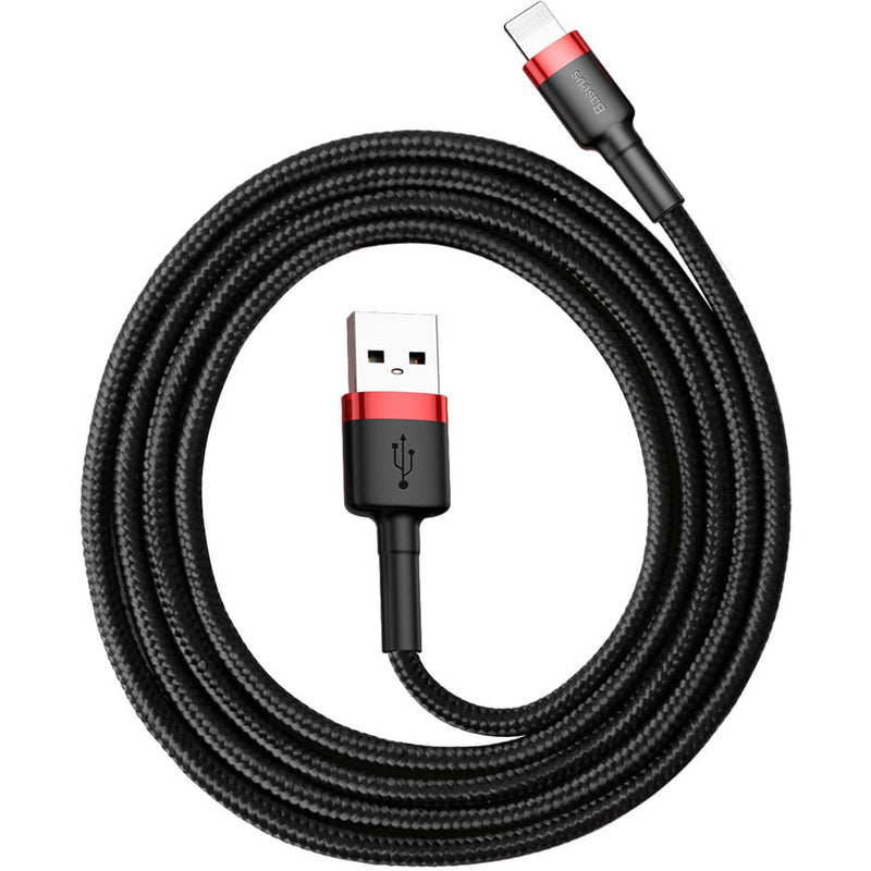 Baseus Cafule Kabel USB Für iP 2.4A 1m - Rot Schwarz (CALKLF-B19)