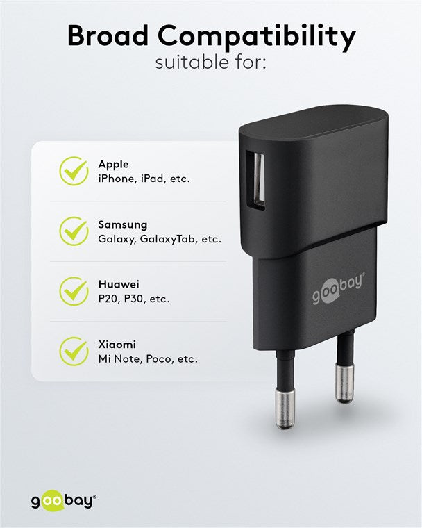 Goobay USB-A Ladegerät, 5W - Schwarz