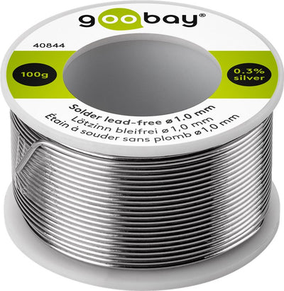 Goobay Professionelles Bleifreies Lötzinn, Ø 1,0mm, 100g - Grau