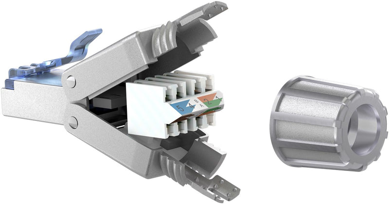 Goobay CAT 6A RJ45-Stecker, Feldkonfektionierbar, STP Geschirmt - Grau