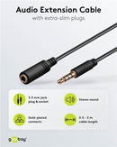 Goobay Kopfhörer- und Audio-Verlängerungskabel AUX, 4-Pol 3,5mm Slim, CU 5m - Schwarz