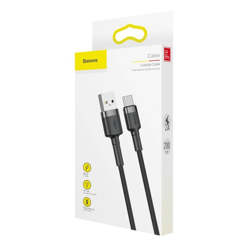 Baseus Cafule Kabel USB für Typ-C 2A 2m Grau+Schwarz