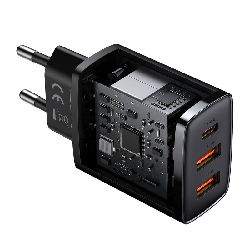 Baseus Compact Quick Charger 2U+C 30W EU Schwarz (CCXJ-E01)