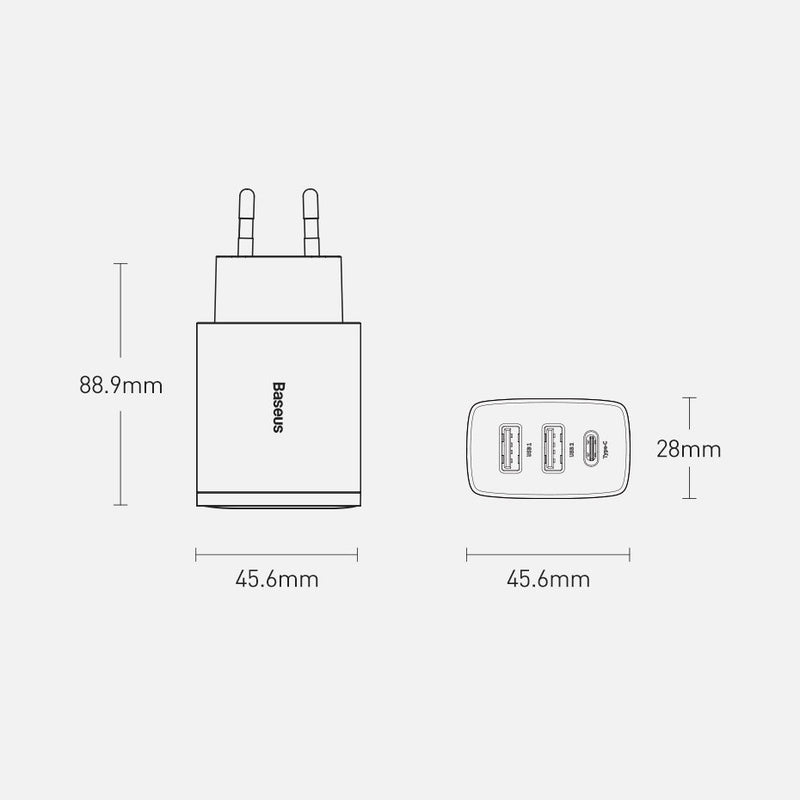 Baseus Compact Quick Charger 2U+C 30W EU Schwarz (CCXJ-E01)