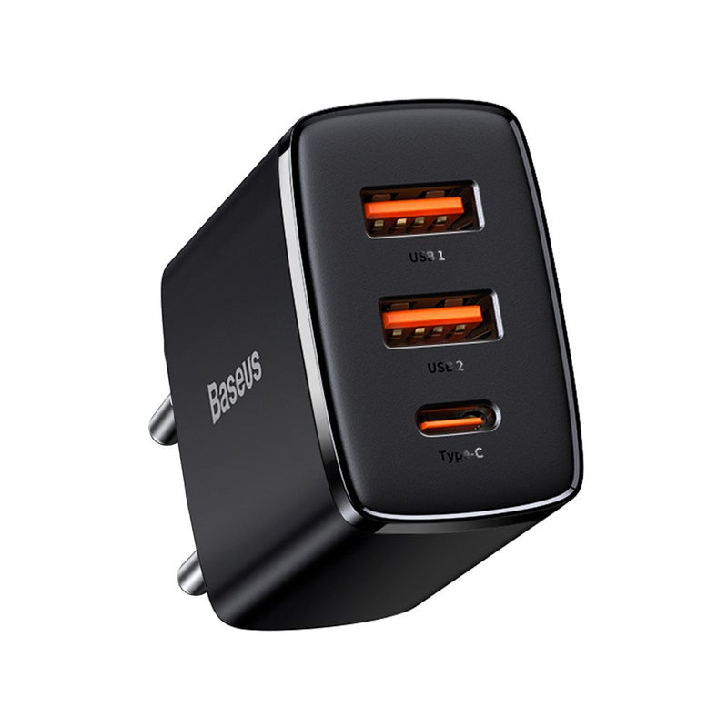 Baseus Compact Quick Charger 2U+C 30W EU Schwarz (CCXJ-E01)