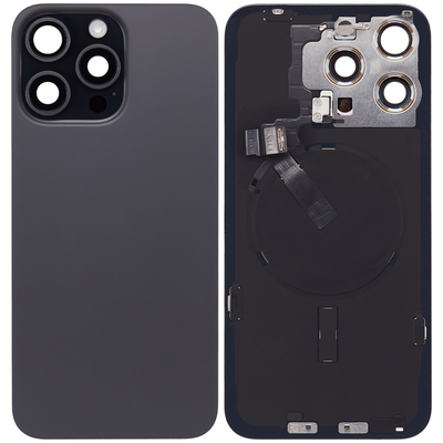 Back Glass + W/Small Component Vormontiert für iPhone 15 Pro Max (Schwarz Titanium)