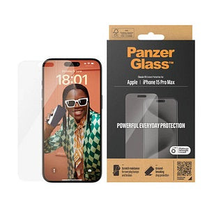 PanzerGlass Displayschutzfolie Classic Fit (1 Stück), iPhone 15 Pro Max