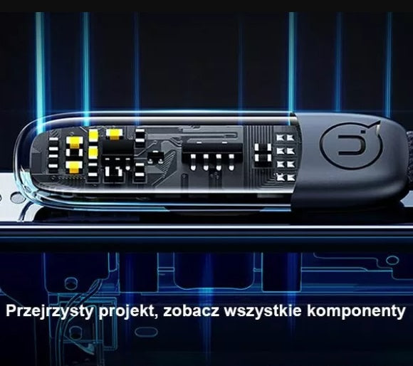Usams Type-C auf Lightning PD 20W Winkelstecker Transparent Schnelllade- & Datenkabel – Iceflake Serie 1,2m (SJ583USB01) - Schwarz