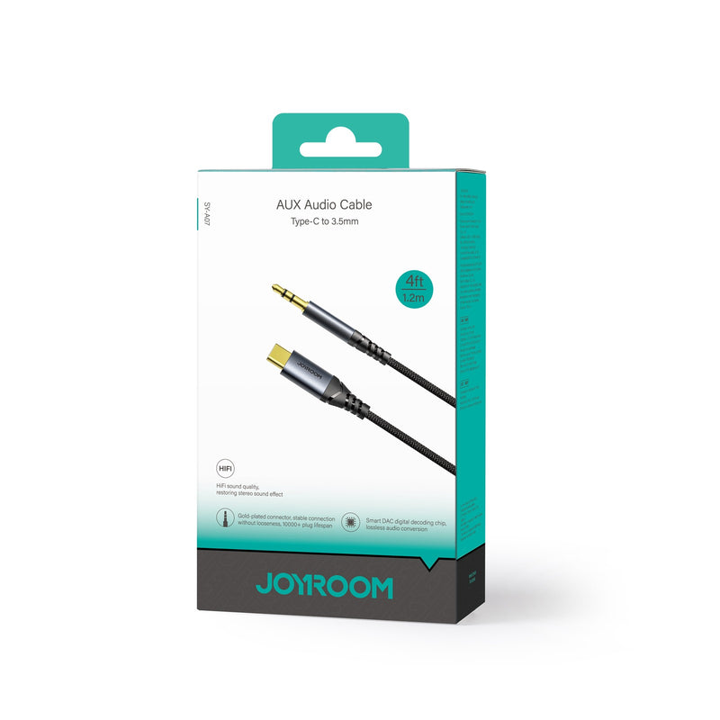 Joyroom Audio-Transfer-Serie AUX-Audiokabel (Typ-C zu 3,5 mm) 1,2 m Schwarz (SY-A07)