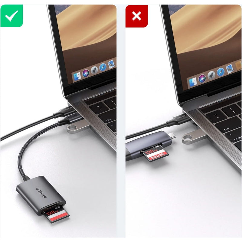 UGREEN USB C 5Gb/s SD/TF Kartenleser - Grau