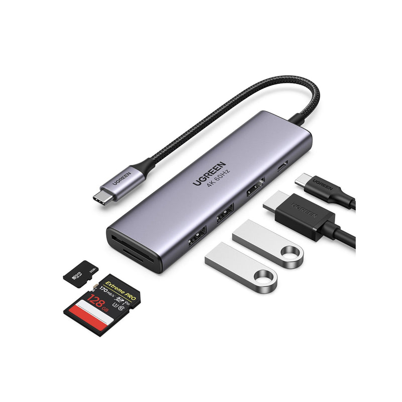 UGREEN USB-C-Multifunktionsadapter mit PD-Aufladung – Silber