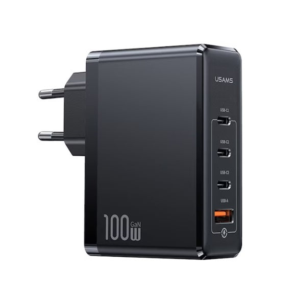 USAMS T50 100W 4-Port ACCC GaN Schnellladegerät (EU) (CC163TC01) – Schwarz