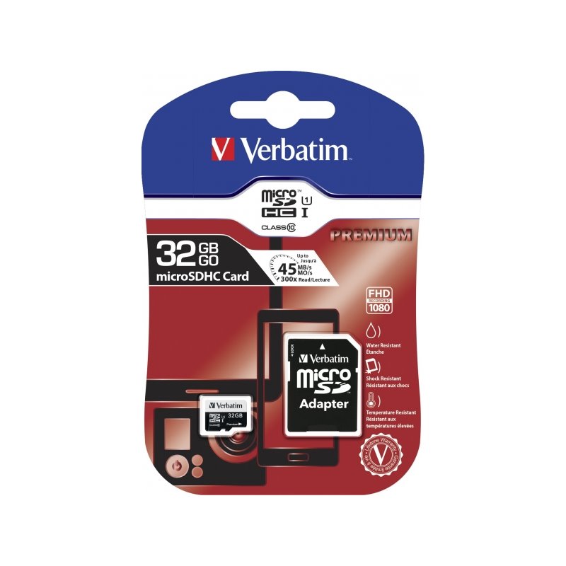 Verbatim MicroSDHC 32Gb Class 10 SDHC 44083 (Schwarz)