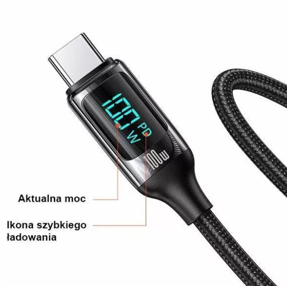 Usams U78 Type-C auf Type-C PD 100W PD Schnelllade- & Datenkabel 3m (SJ559USB01) - Schwarz