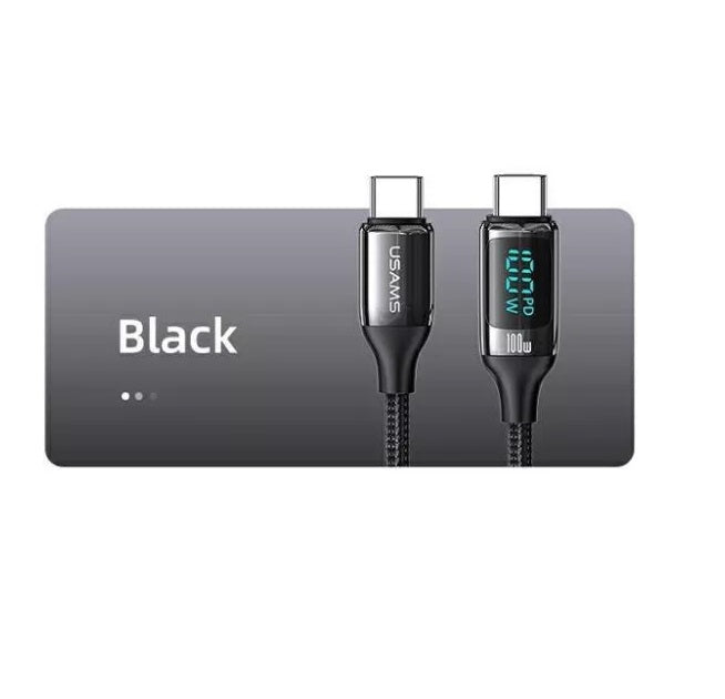 Usams U78 Type-C auf Type-C PD 100W PD Schnelllade- & Datenkabel 3m (SJ559USB01) - Schwarz