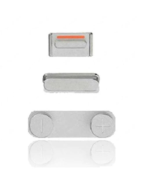 Hard Buttons - Harte Tasten Set Kompatibel für iPhone 5 (Power: Volume & Vibrationsmodul) (Silber)