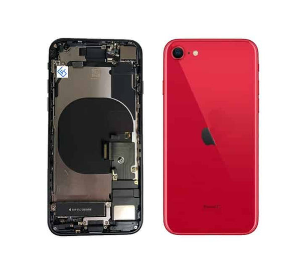 Couvercle arrière / coquille arrière avec petites pièces pré-assemblées compatibles pour iPhone SE 2020 (rouge)