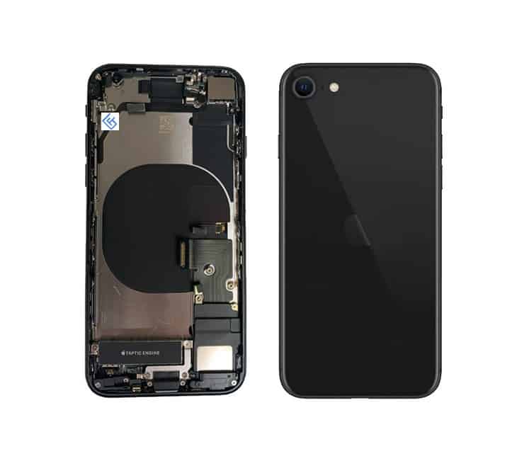 Couverture arrière / coque arrière avec petites pièces pré-assemblées compatibles pour iPhone SE 2020 (noir)