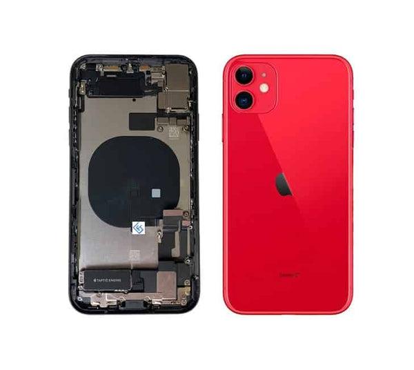 Couvercle arrière / coquille arrière avec petites pièces pré-assemblées compatibles pour iPhone 11 (rouge)
