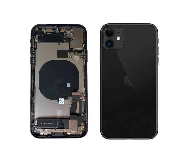 Back Housing W / Small Components Pre-installed Compatible for iPhone 11 (Black)
