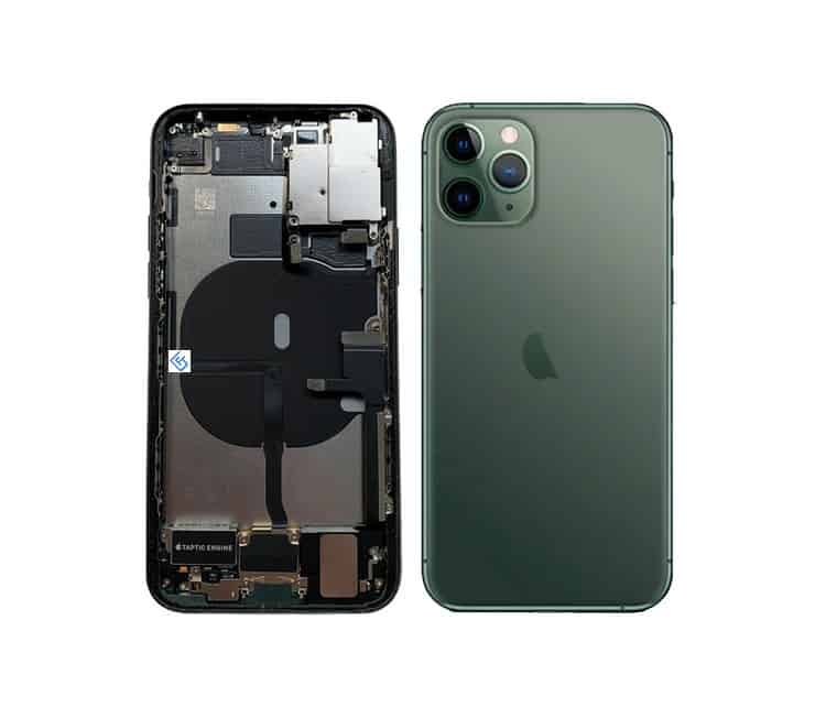 Couverture arrière / coque arrière avec petites pièces pré-assemblées compatibles pour iPhone 11 Pro (Mitteight Green)