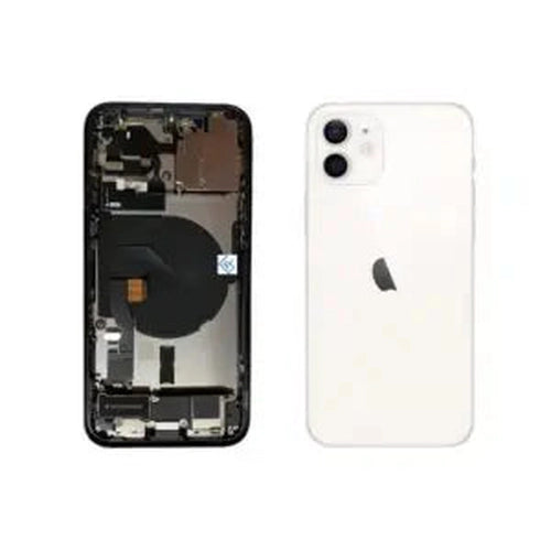 Cover posteriore / conchiglia posteriore con parti piccole preassemblate compatibili per iPhone 12 (Bianco)