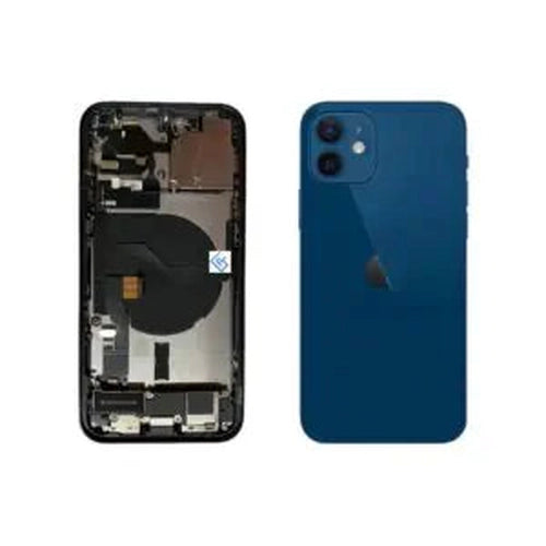 Couverture arrière /backshell avec petites pièces pré-assemblées compatibles pour iPhone 12 (bleu)