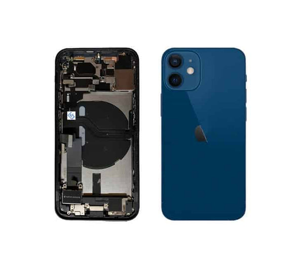 Couvercle arrière / coque arrière avec petites pièces pré-assemblées compatibles pour iPhone 12 mini (bleu)