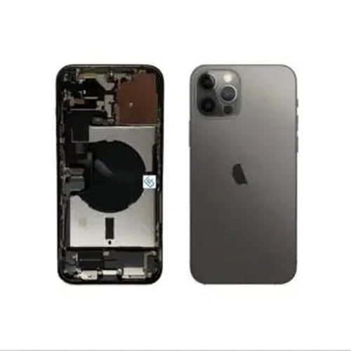 Cover posteriore / conchiglia posteriore con parti piccole preassemblate compatibili per iPhone 12 Pro Max (grafite)