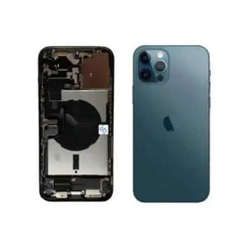 Couverture arrière / coque arrière avec petites pièces pré-assemblées compatibles pour iPhone 12 Pro Max (bleu Pacifique)