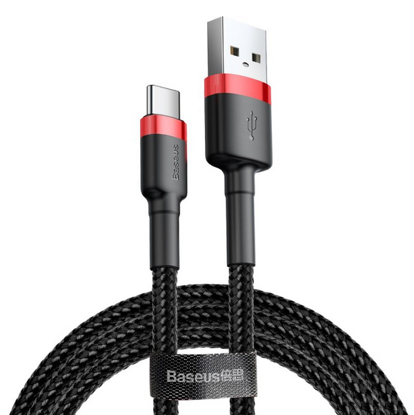 Baseus Cafule Kabel USB für Type-C 3A 0.5m Rot+Schwarz (CATKLF-A91)