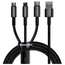 Baseus Tungsten Gold 3-in-1 Fast Ladekabel Datenkabel USB to M+L+C 3.5A 1.5m Schwarz (CAMLTWJ-01)