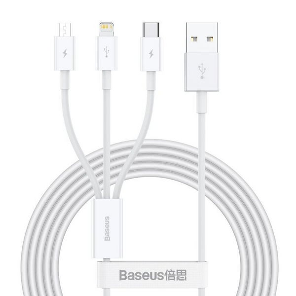 Baseus Superior Series Fast Ladekabel Datenkabel USB to M+L+C 3.5A 1.5m Weiss (CAMLTYS-02)