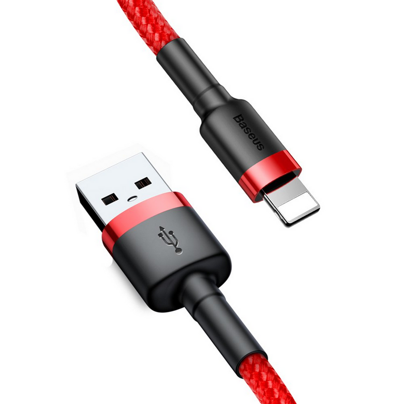 Baseus Cafule Kabel USB für iP 2.4A 0.5m Rot+Rot (CALKLF-A09)