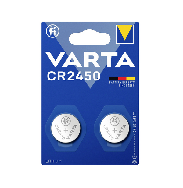 Varta CR2450 Lithium Knopfzellen Batterie (2 Stück)
