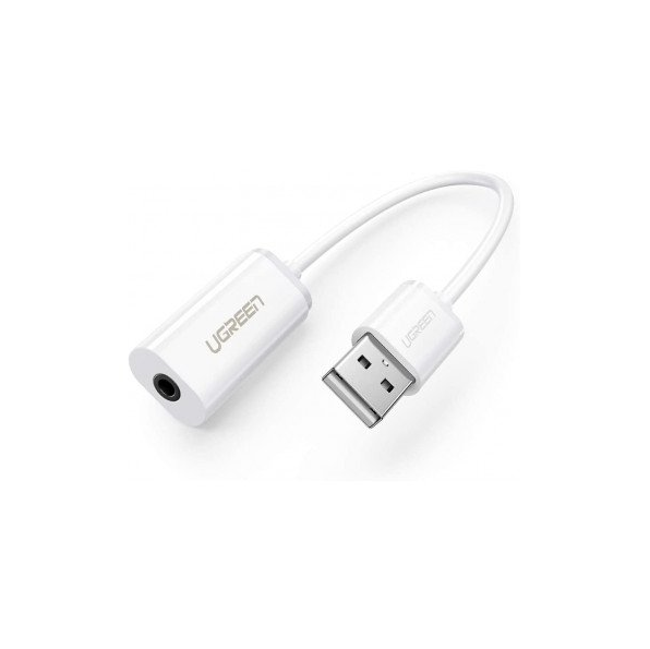 UGREEN USB Soundkarte mit 3.5mm Stereo Klinke Buchse - Weiss