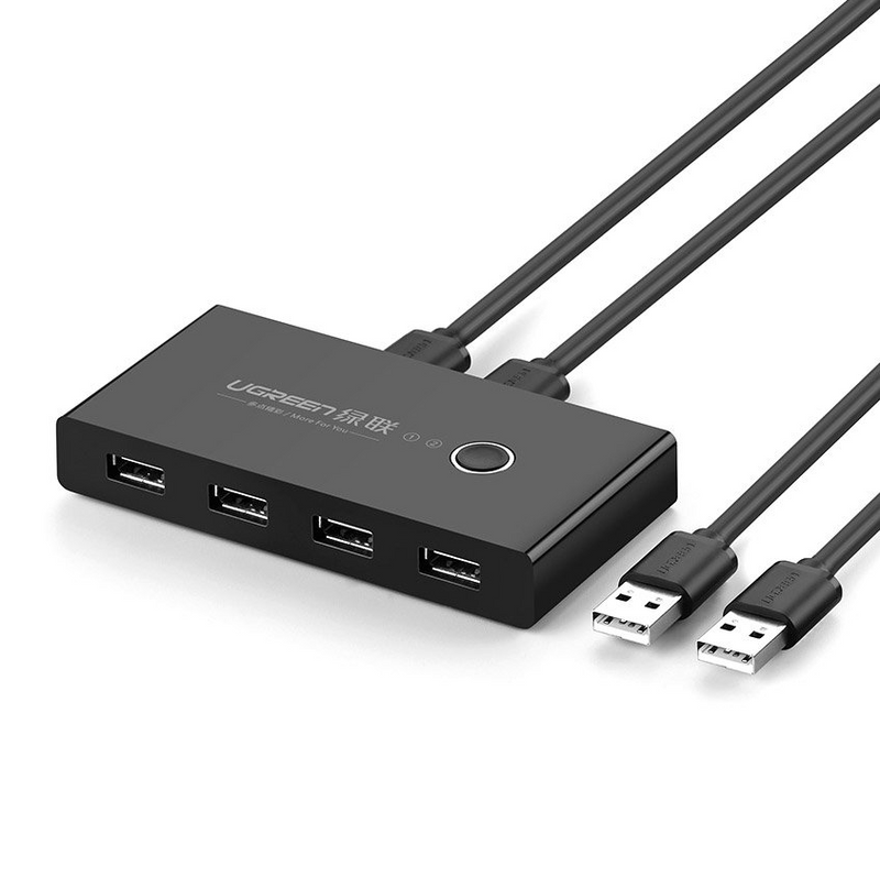 UGREEN 2x In 4x Out USB 2.0 Sharing Switch Box Umschalter - Schwarz