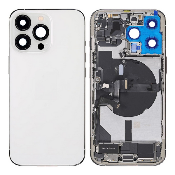 Back Cover / Rückschale mit Kleinteilen vormontiert Pre-installed für iPhone 13 Pro (Silber)